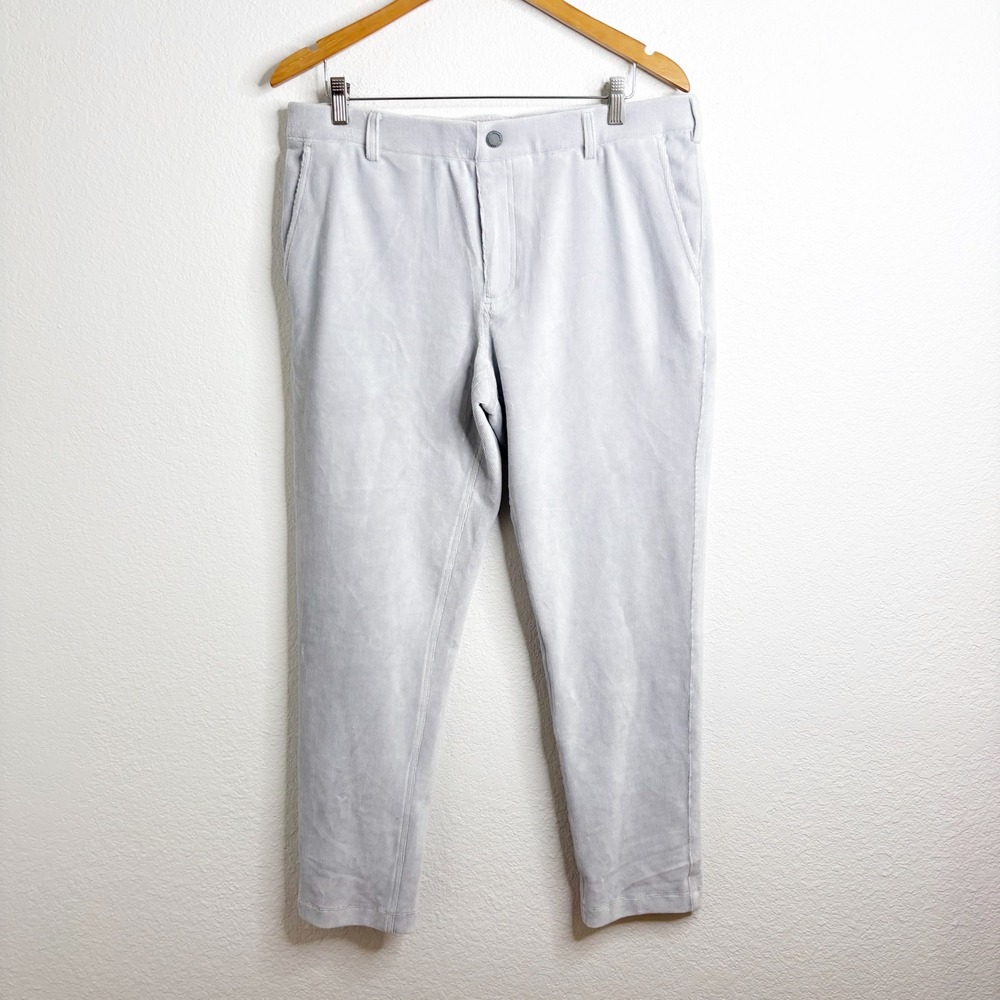 Redvanly Mens Corduroy Golf Pants Light Grey Size Large Trousers